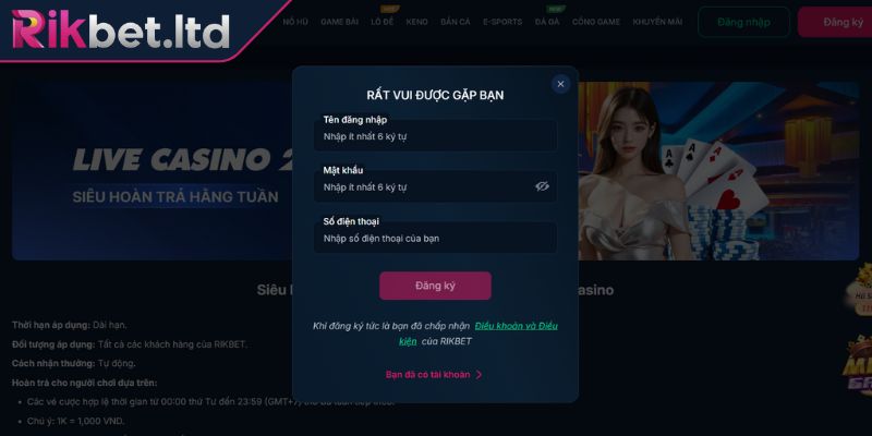 Truy cập đúng vào website chính thức của RIKBET