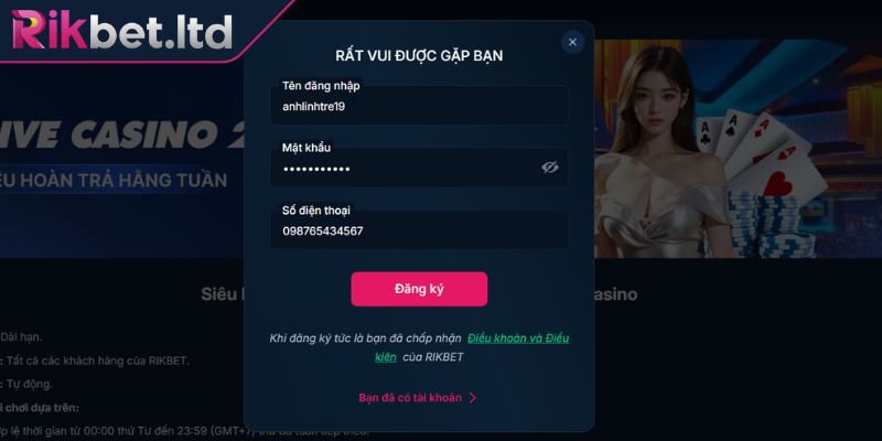 Xác nhận lại chuẩn xác thông tin đăng ký RIKBET