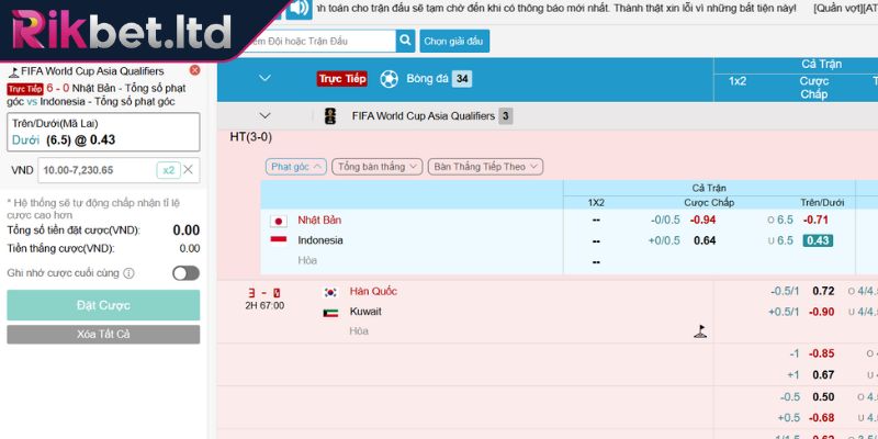 Tỷ lệ cược cập nhật nhanh theo thời gian thực đầy cạnh tranh